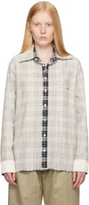 Mm6 Maison Margiela Off-white Check Cotton Long-sleeved Reversible Shirt In Multi