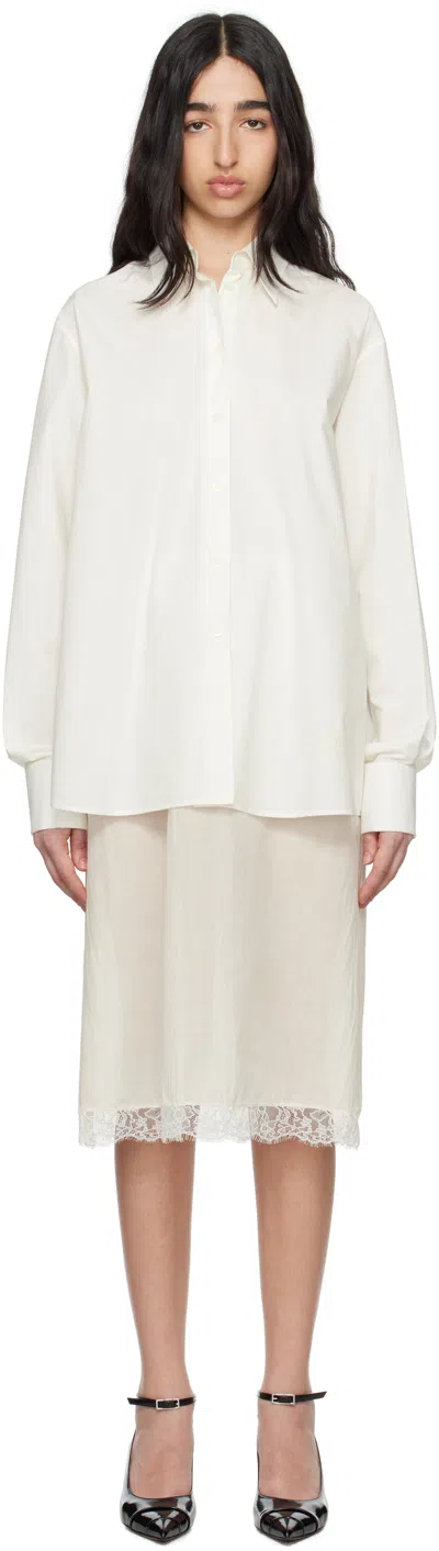 MM6 MAISON MARGIELA OFF-WHITE COTTON POPLIN & COTTON VOILE MIDI DRESS