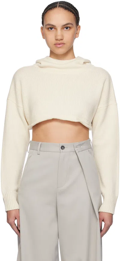 Mm6 Maison Margiela Off-white Cropped Hoodie In 101 Off White