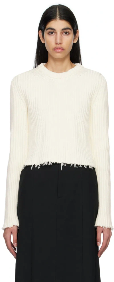 Mm6 Maison Margiela Off-white Cutout Sweater In 101 Off White