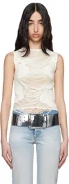Mm6 Maison Margiela Mm6 By Maison Margiela Layered Distressed Fabric Sleeveless Top In 101 Off White