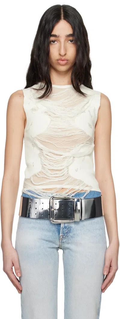 MM6 MAISON MARGIELA OFF-WHITE DISTRESSED TANK TOP
