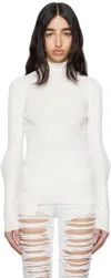 Mm6 Maison Margiela Off-white Elbow Patch Turtleneck In 101 Off White