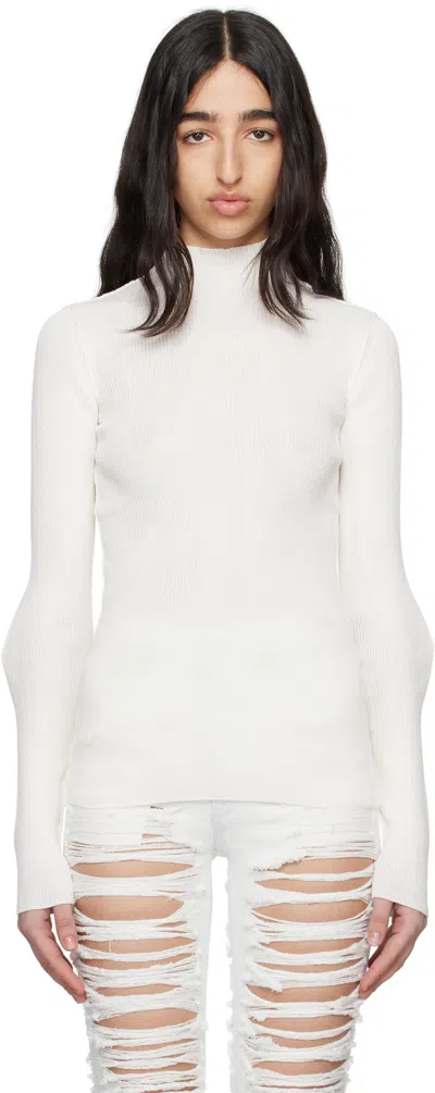 Mm6 Maison Margiela Off-white Elbow Patch Turtleneck In 101 Off White