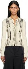 Mm6 Maison Margiela Off-white Folded Printed Gauge 14 Cardigan In Neutral
