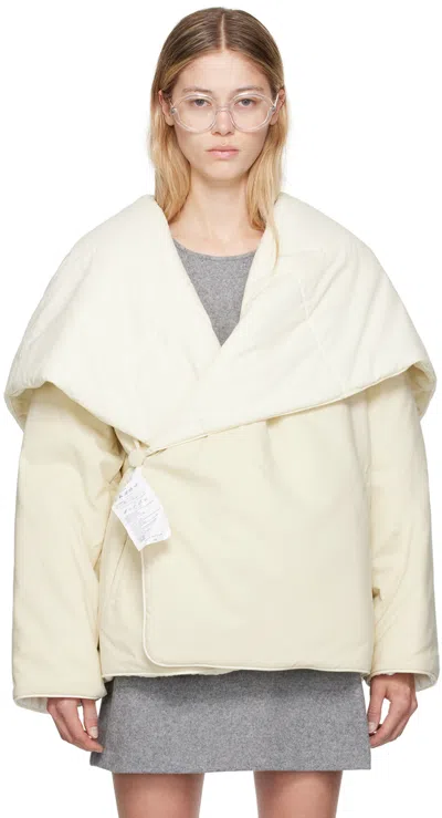 Mm6 Maison Margiela Oversize-collar Padded Jacket In 102 Off White