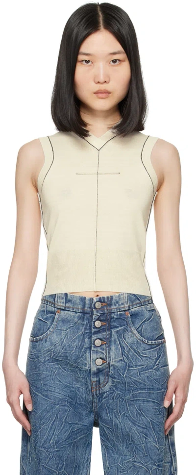 Mm6 Maison Margiela Off-white Inverted Seam Tank Top In 102 Off White