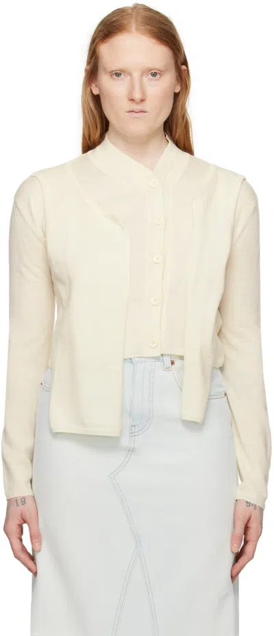 Mm6 Maison Margiela Off White Layered Cardigan In 101 Off White
