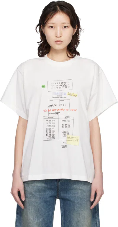 Mm6 Maison Margiela Stretch Cotton T Shirt Short Sleeves Print In White