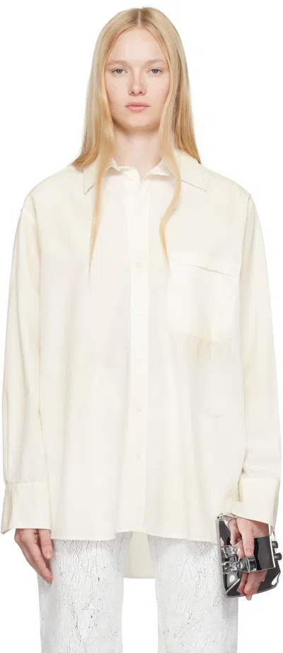 Mm6 Maison Margiela Off-white Light Cotton Poplin Long-sleeved Shirt In 101 Off White