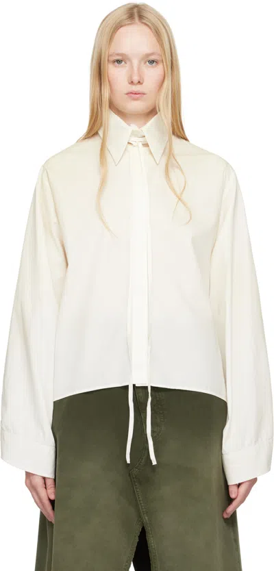 Mm6 Maison Margiela Off-white Light Cotton Poplin Long-sleeved Shirt