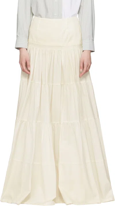 Mm6 Maison Margiela Off-white Light Cotton Poplin Maxi Skirt In 101 Off White