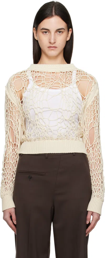 Mm6 Maison Margiela Off-white Messy Filter Crewneck In 102 Dune