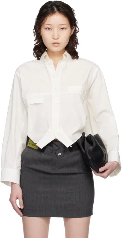 Mm6 Maison Margiela White Cotton Shirt With Mirrored Effect In Neutral