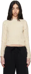 Mm6 Maison Margiela Off-white Paint Residue Knit Sweater In 102s Cream