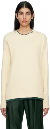 Mm6 Maison Margiela Off-white Paneled Long Sleeve T-shirt In 962 Cream