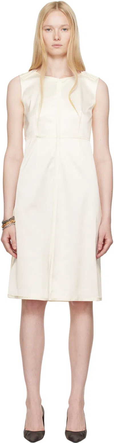 Mm6 Maison Margiela Off-white Satin Stretch Convertible Midi Dress In 101 Off White