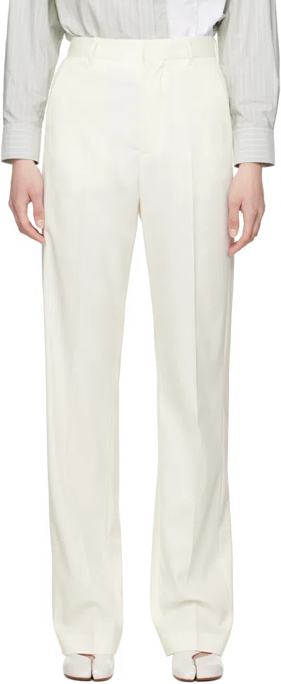 Mm6 Maison Margiela Off-white Tailoring Wool Blend Trousers In 101 Off White