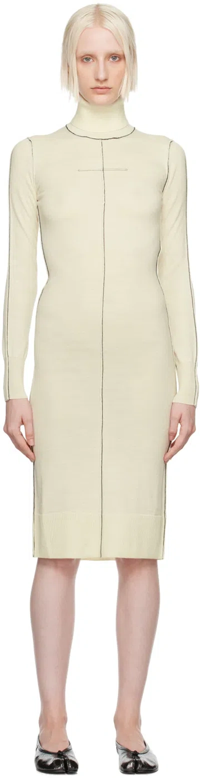 Mm6 Maison Margiela Off-white Turtleneck Midi Dress In 102 Off White