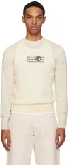 Mm6 Maison Margiela Crew Neck Distressed Graphic Print Sweater