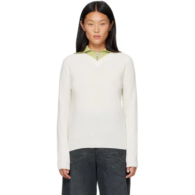 Mm6 Maison Margiela Ribbed Wool-blend Sweater In Neutral