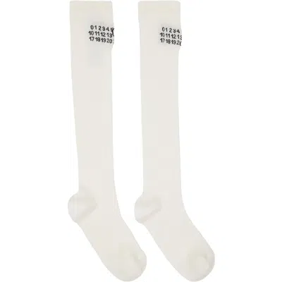 Mm6 Maison Margiela Off-white Knee-high Socks In Multi