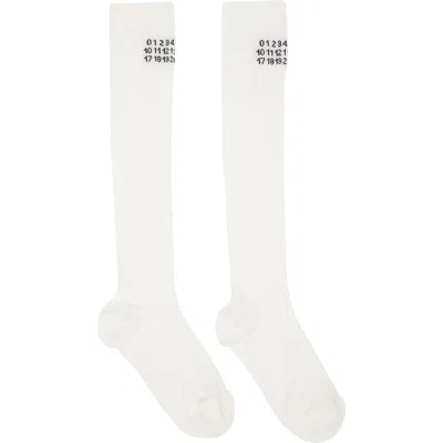 Mm6 Maison Margiela Off-white Rib Knee-high Socks