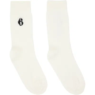 Mm6 Maison Margiela Off-white Wool Blend Socks In Neutral