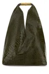 Mm6 Maison Margiela Olive Green Leather Medium Japanese Shoulder Bag In Green