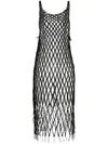 Mm6 Maison Margiela Open-knit Midi Dress In Black