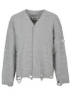Mm6 Maison Margiela Mm6 By Maison Margiela Textured Ribbed Grey Sweater With Button-down Front In Gray