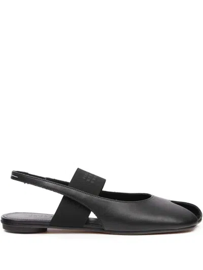 Mm6 Maison Margiela Logo Detailed Open-toe Slingback Sandals In Black