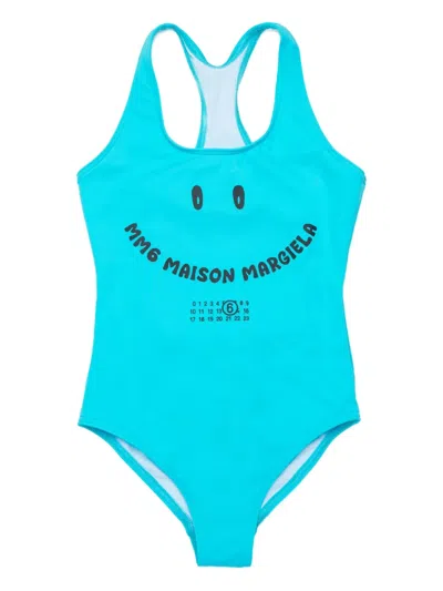 Mm6 Maison Margiela Kids' Open-back Swimsuit In Blue