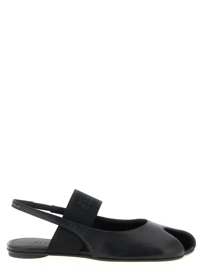 Mm6 Maison Margiela Logo Detailed Open-toe Slingback Sandals In Black
