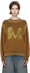 Mm6 Maison Margiela Orange & Black Sunbleached Logo Crewneck Sweater In 001s Saffron/black