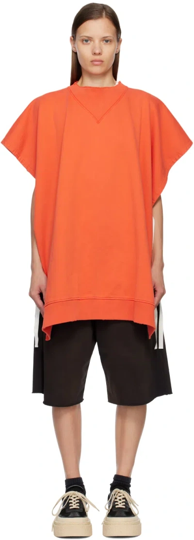 Mm6 Maison Margiela Orange Draped Sweatshirt In 204 Burnt Orange