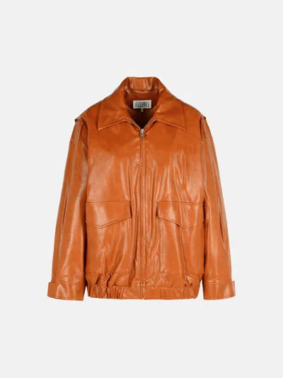 Mm6 Maison Margiela Orange Faux Leather Jacket