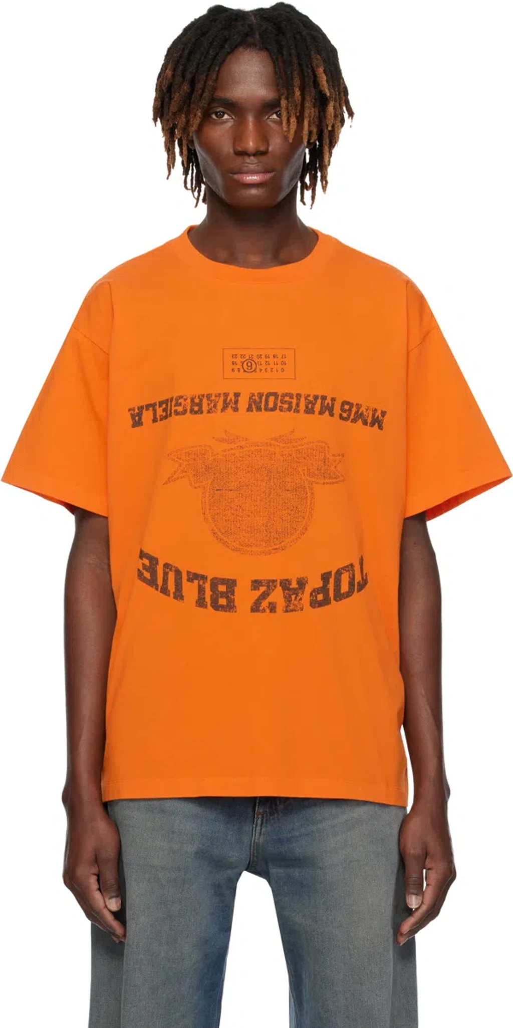 Mm6 Maison Margiela Orange Topaz Blue T-shirt In 184 Orange | ModeSens
