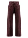 Mm6 Maison Margiela Denim Trousers Featuring Contrast Stitching In Burgundy