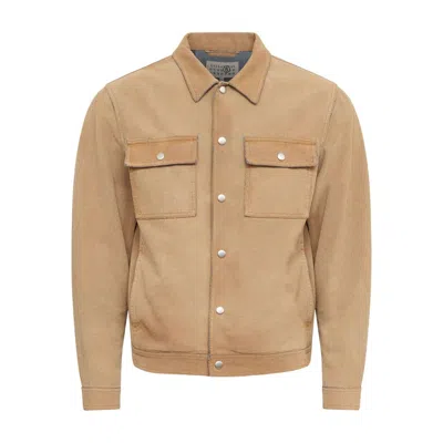 Mm6 Maison Margiela Flock Denim Trucker Jacket Sand In Brown