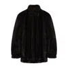 Mm6 Maison Margiela Plush Black Faux Fur Jacket With High Collar And Relaxed Fit In Black