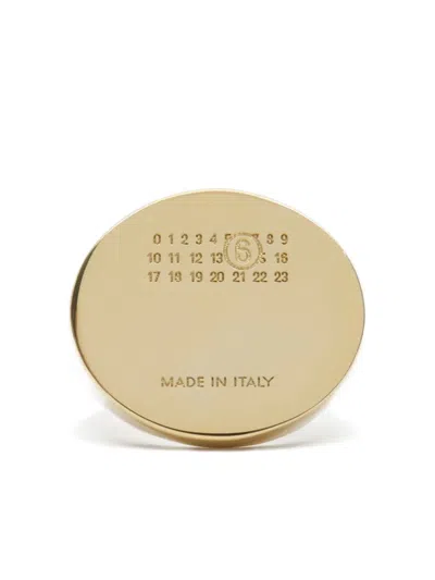 Mm6 Maison Margiela Oval-plaque Ring In Gold