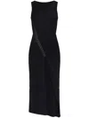 Mm6 Maison Margiela Crewneck Midi Length Sleeveless Wrap Detail Dress In Schwarz