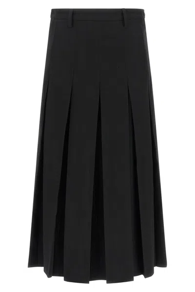 Mm6 Maison Margiela Overlapping Pleated Skirt In Schwarz