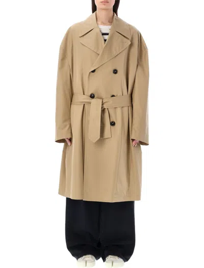 Mm6 Maison Margiela Oversize Double-breasted Trench Coat In Neutrals