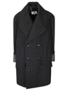 Mm6 Maison Margiela Pocketed Double-breasted Coat In Black