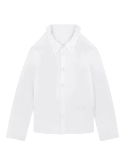 Mm6 Maison Margiela Oversized-collar Frayed-hem Shirt In White