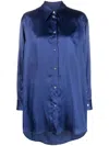Mm6 Maison Margiela Oversized Cut-out Satin Shirt In Blue