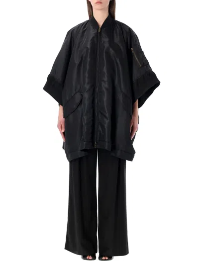 Mm6 Maison Margiela Oversized Deconstructed Bomber Cape Jacket In Black