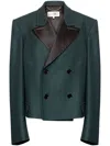 Mm6 Maison Margiela Oversized Wool Blend Blazer With Peak Lapels In Green